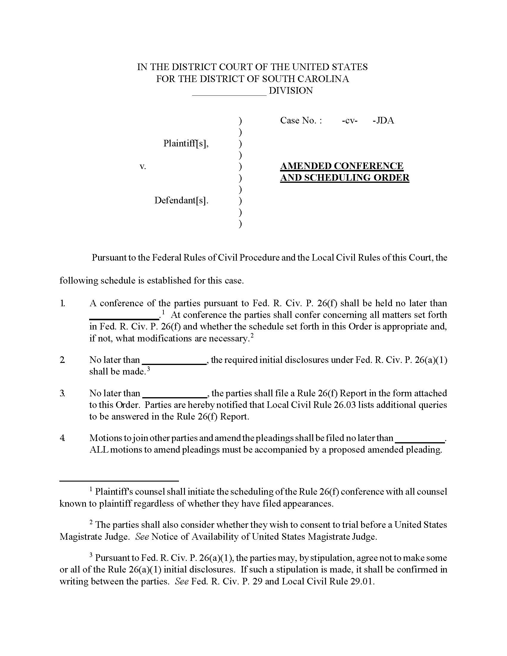 Austin Amended Scheduling Order | Pdf Fpdf Docx | South Carolina