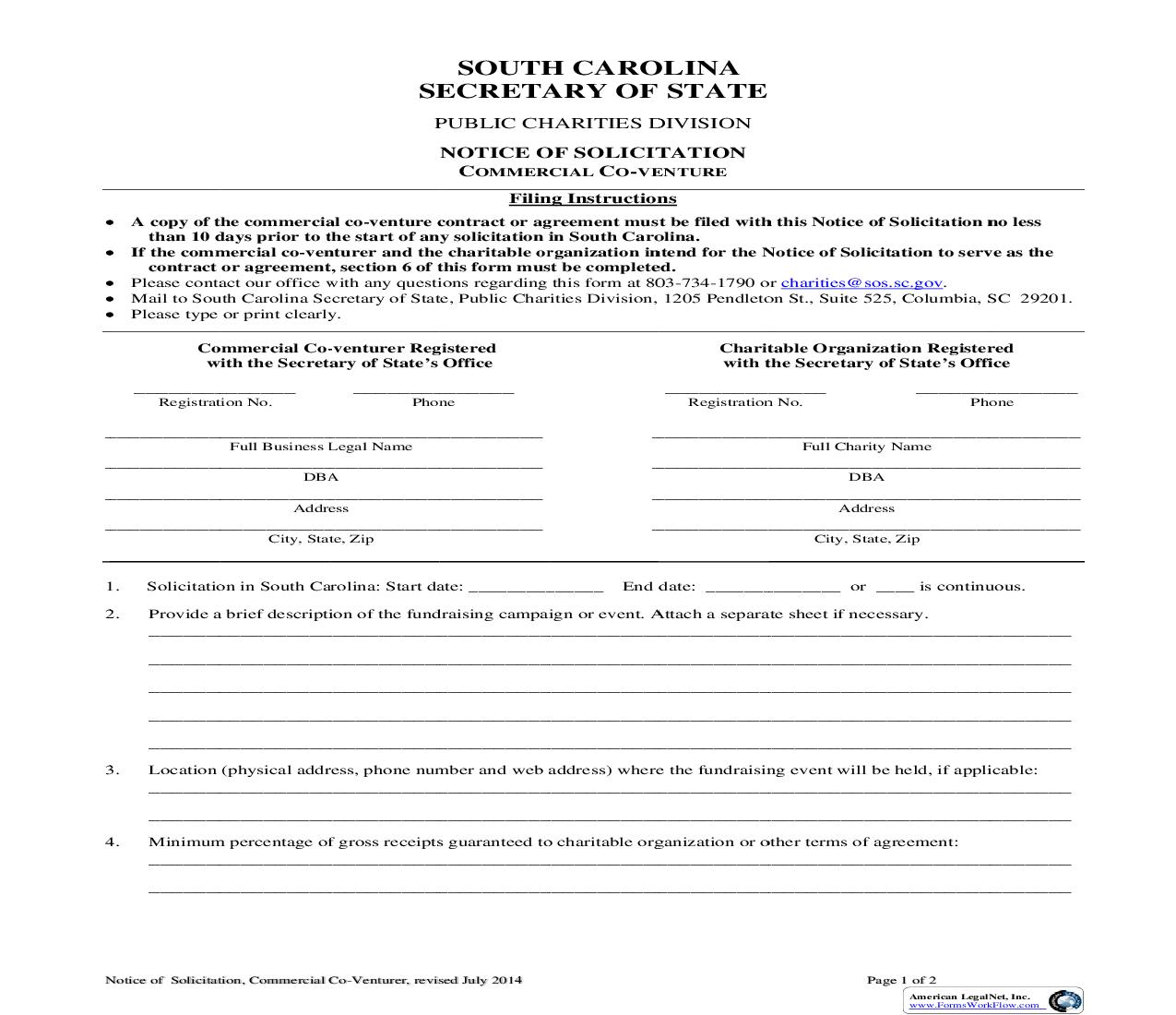 Notice Of Solicitation-CCV | Pdf Fpdf Doc Docx | South Carolina