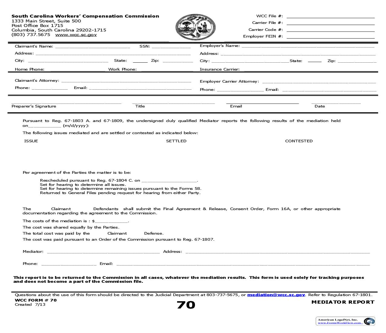 Mediator Report {70} | Pdf Fpdf Doc Docx | South Carolina