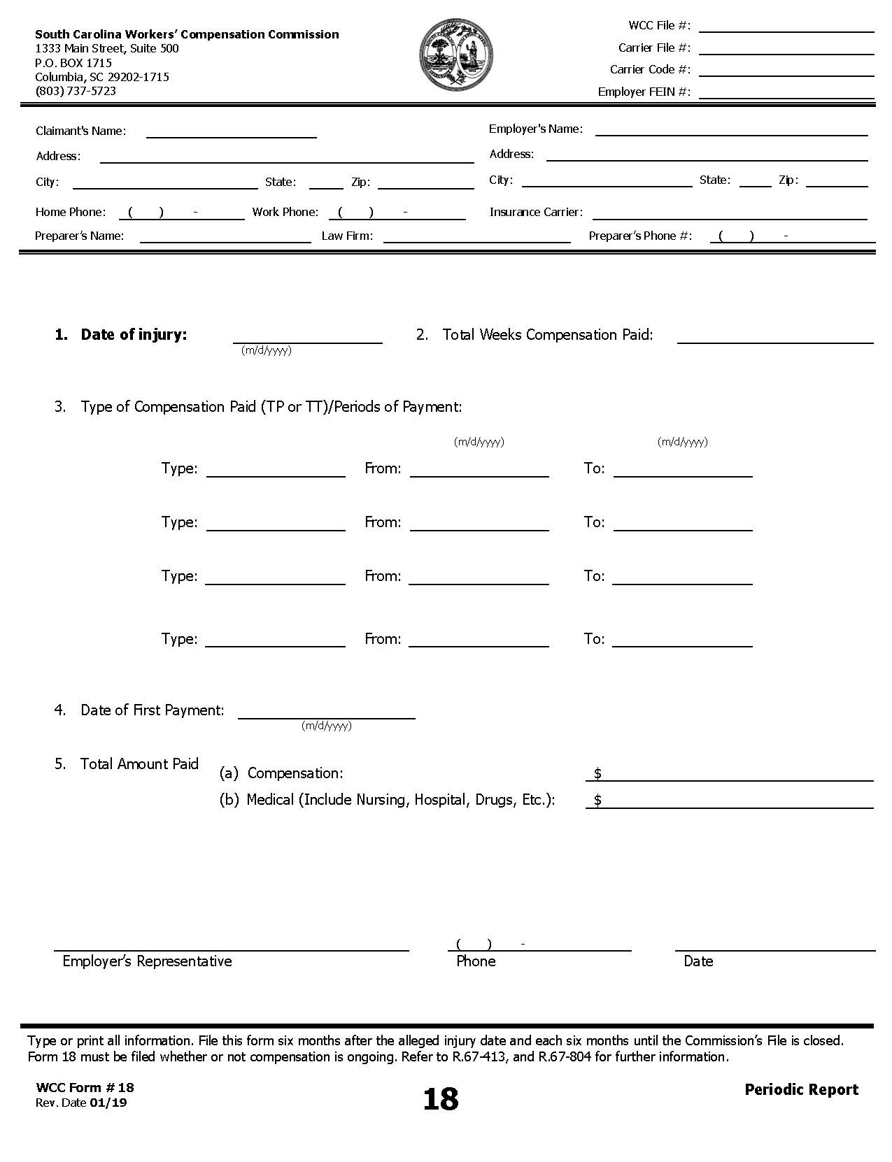 Periodic Report {18} | Pdf Fpdf Doc Docx | South Carolina