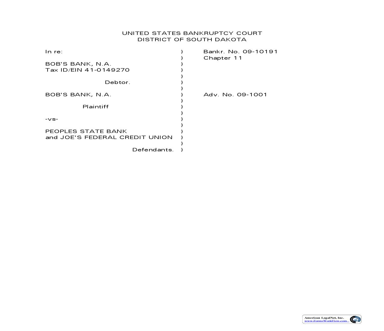 Adversary Caption (Sample) | Pdf Fpdf Doc Docx | South Dakota