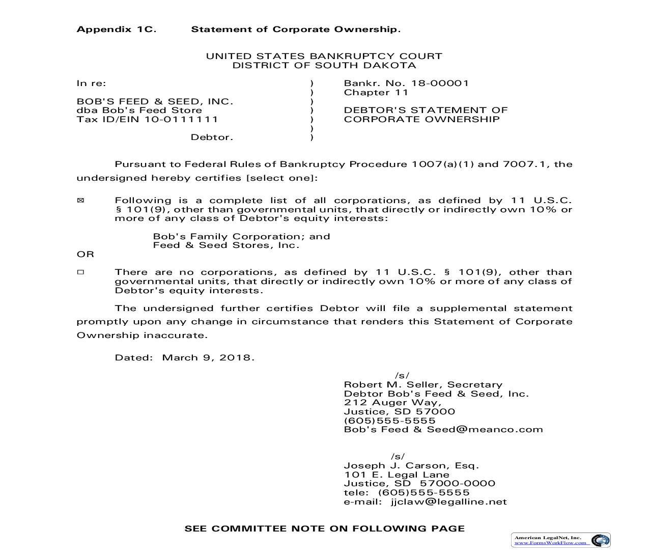 Statement Of Corporate Ownership | Pdf Fpdf Doc Docx | South Dakota