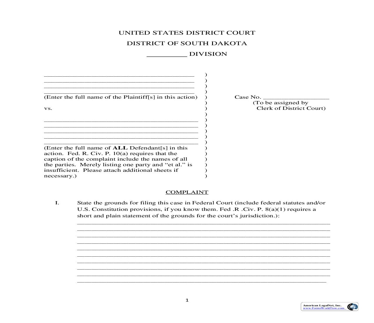 Complaint | Pdf Fpdf Doc Docx | South Dakota