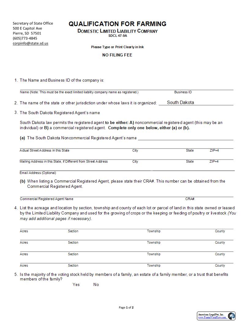 Qualification For Farming | Pdf Fpdf Docx | South Dakota