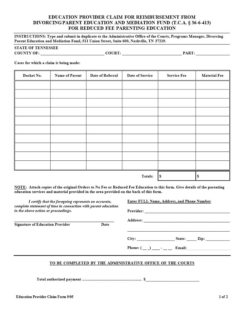 Parent Education Invoice | Pdf Fpdf Docx | Tennessee