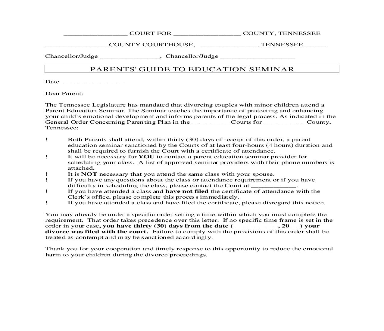 Parents Guide To Education Seminar | Pdf Fpdf Doc Docx | Tennessee