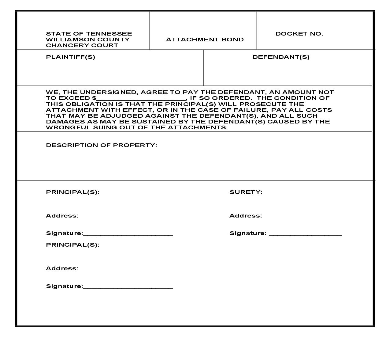 Attachment Bond | Pdf Fpdf Doc Docx | Tennessee