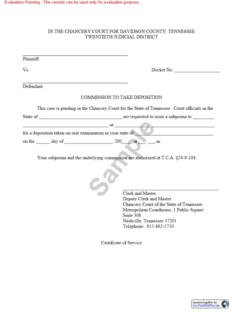 Commission To Take Deposition | Pdf Fpdf Doc Docx | Tennessee