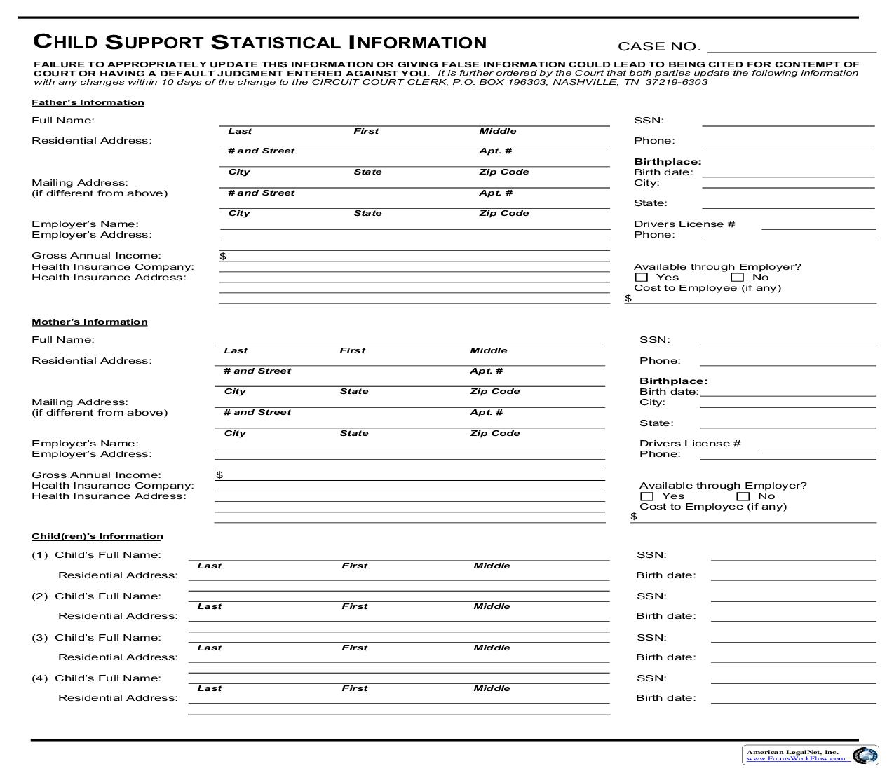 Child Support Statistical Information | Pdf Fpdf Doc Docx | Tennessee