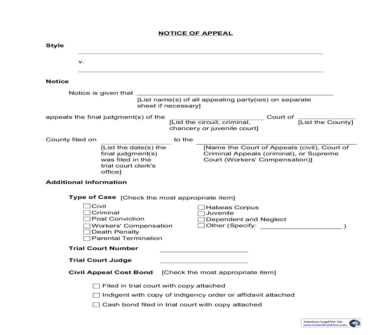 Notice Of Appeal | Pdf Fpdf Doc Docx | Tennessee