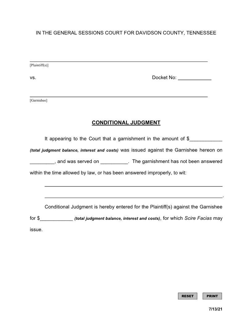 Conditional Judgment | Pdf Fpdf Docx | Tennessee