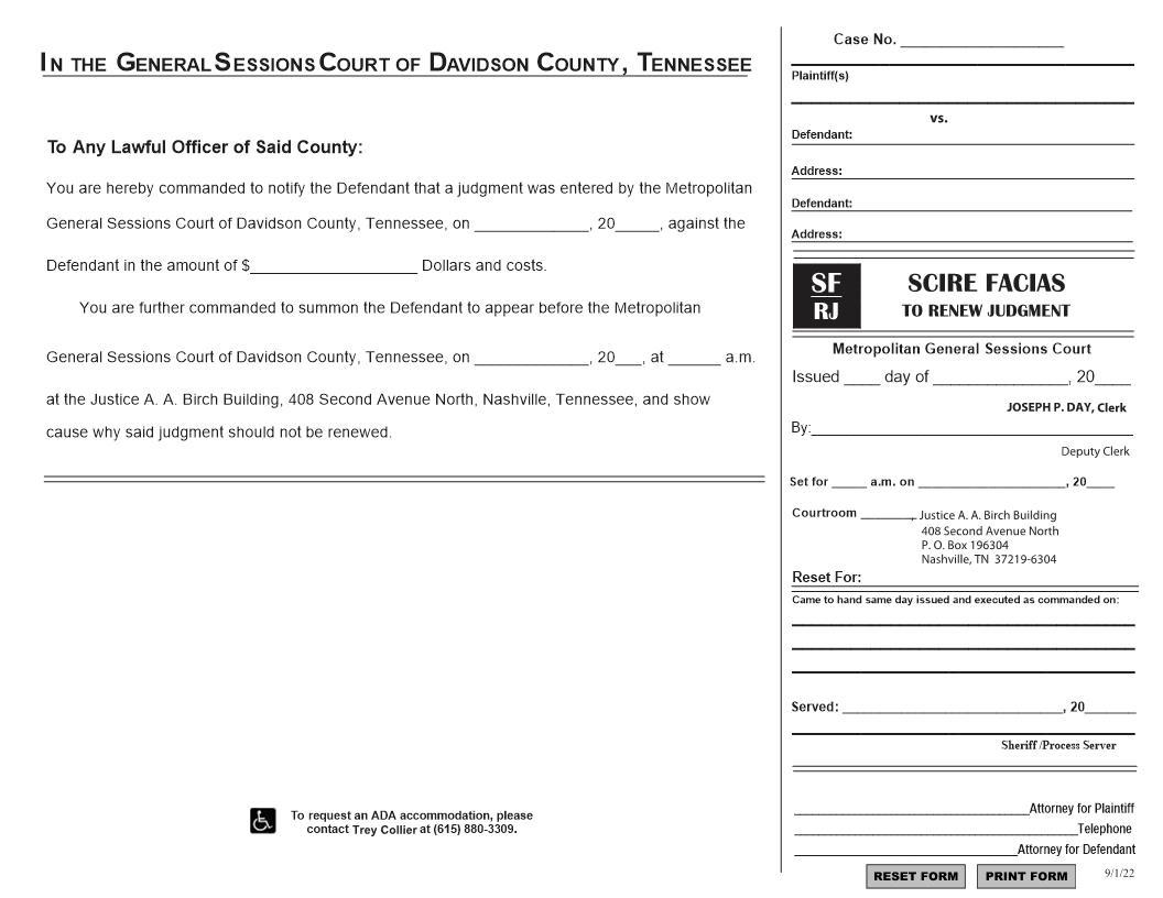 Scire Facias To Renew Judgment | Pdf Fpdf Docx | Tennessee