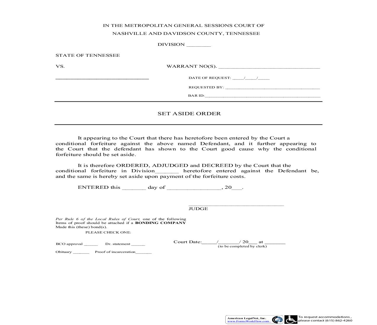 General Sessions Set Aside Order | Pdf Fpdf Doc Docx | Tennessee