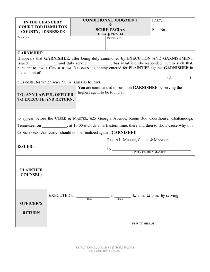 Conditional Judgment And Scire Facias {084} | Pdf Fpdf Doc Docx | Tennessee