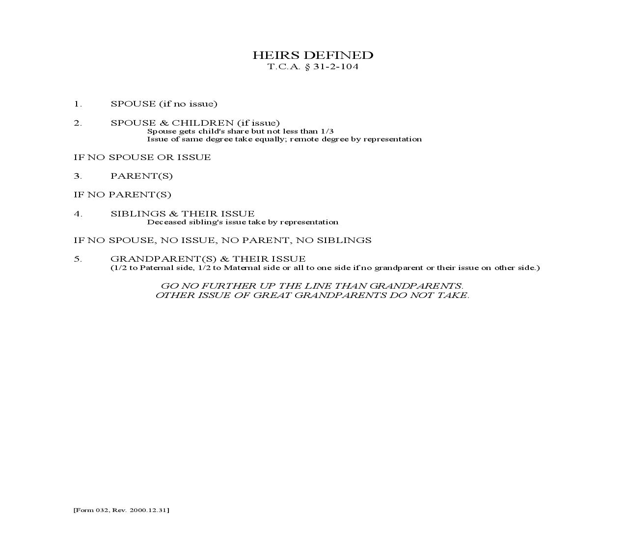 Heirs Defined {032} | Pdf Fpdf Doc Docx | Tennessee