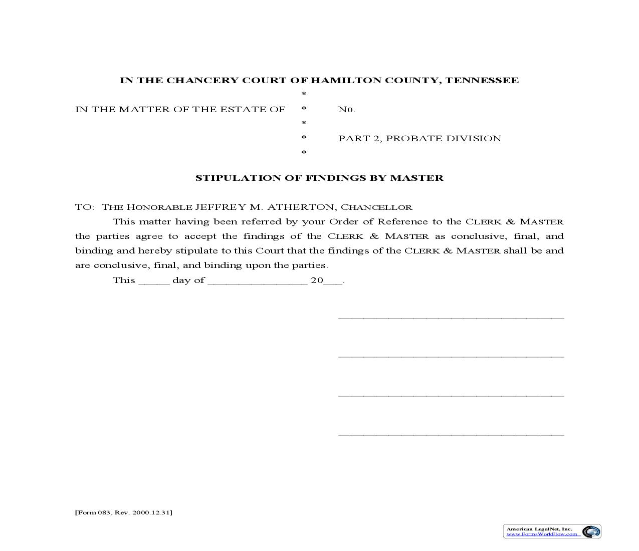 Stipulation Of Findings By Master {083} | Pdf Fpdf Doc Docx | Tennessee