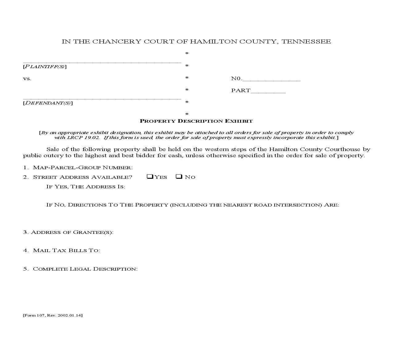 Property Description Exhibit {107} | Pdf Fpdf Doc Docx | Tennessee