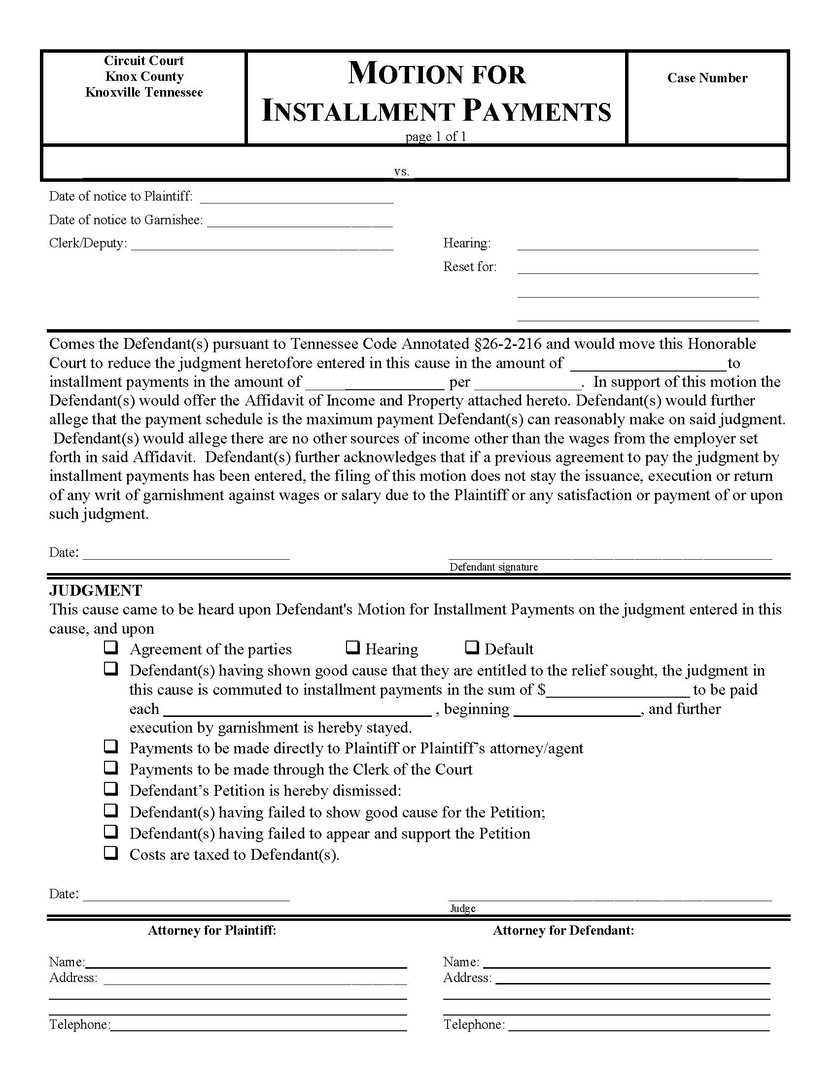 Motion Installments | Pdf Fpdf Doc Docx | Tennessee