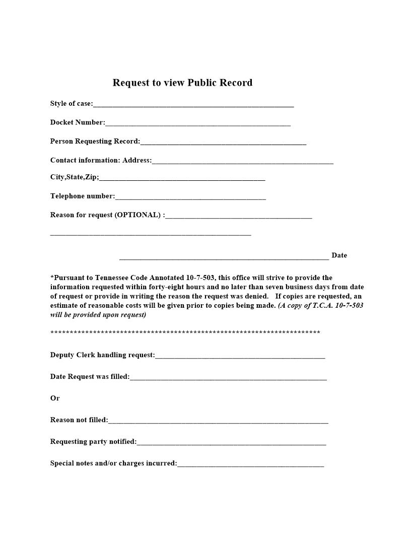 Request To View Public Record | Pdf Fpdf Doc Docx | Tennessee