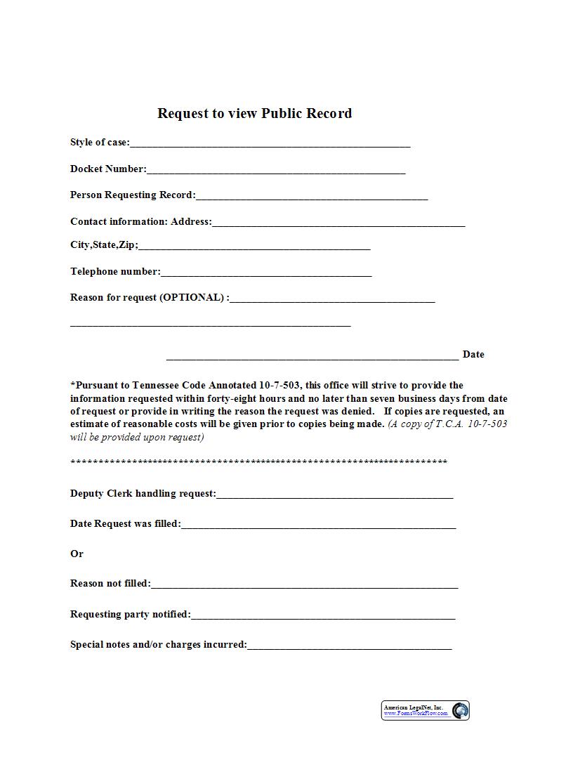 Request To View Public Record | Pdf Fpdf Docx | Tennessee
