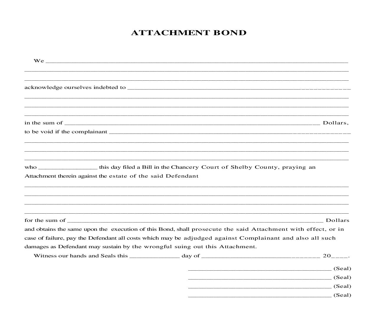 Attachment Bond | Pdf Fpdf Doc Docx | Tennessee