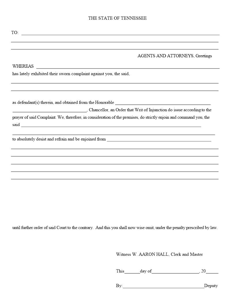Injunction | Pdf Fpdf Docx | Tennessee