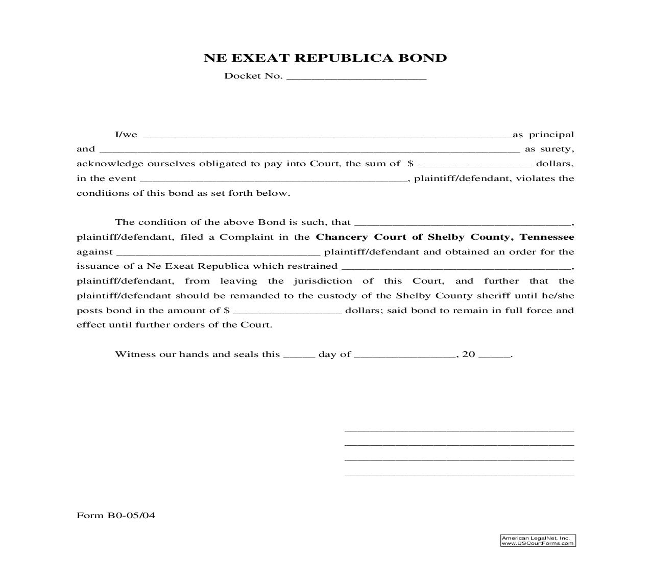 Ne Exeat Republica Bond | Pdf Fpdf Doc Docx | Tennessee