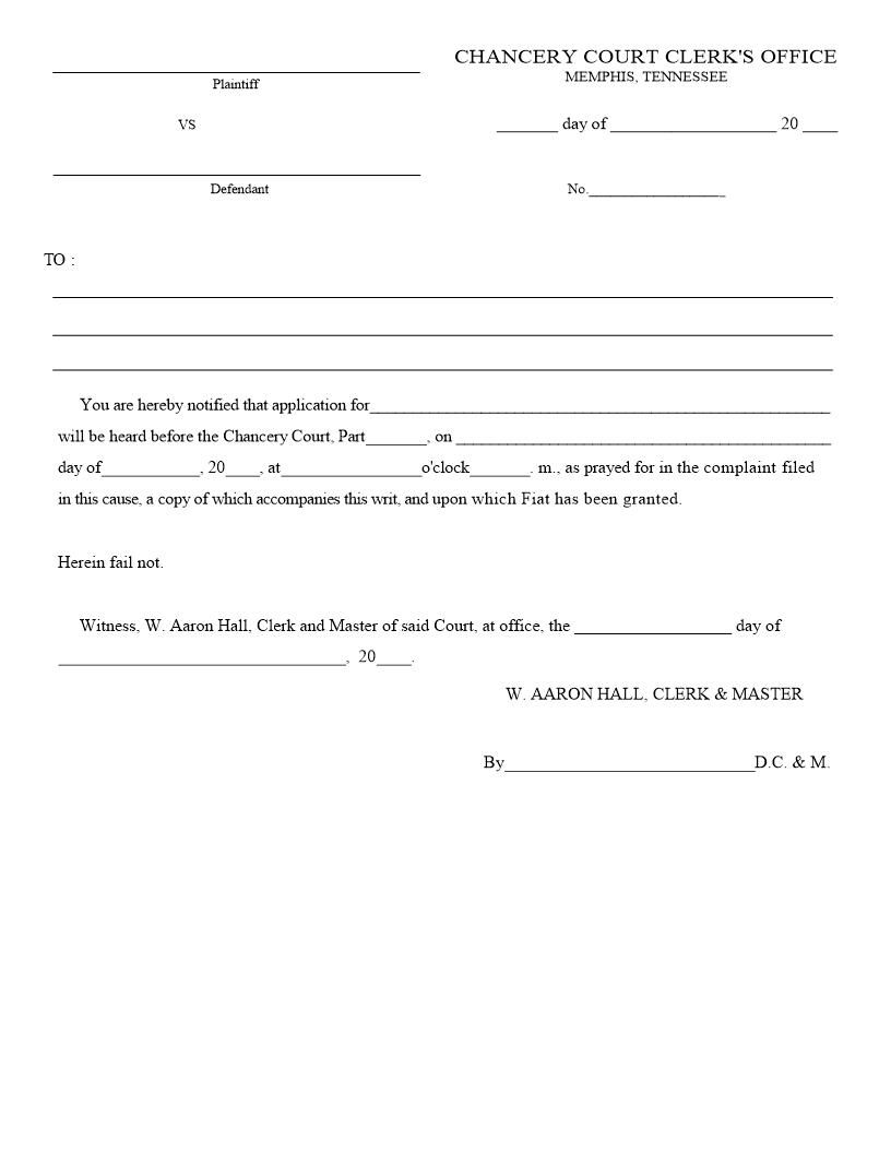 Notice Of Application (Double Writ) | Pdf Fpdf Docx | Tennessee