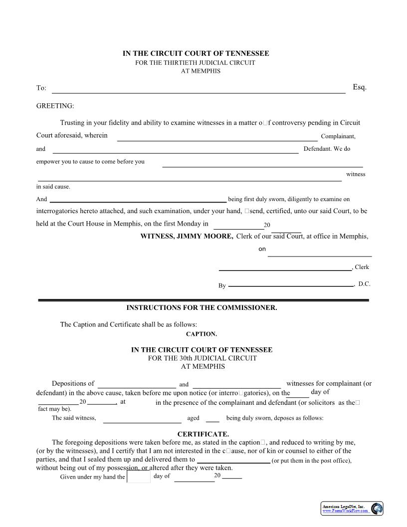 Commission For Deposition | Pdf Fpdf Docx | Tennessee