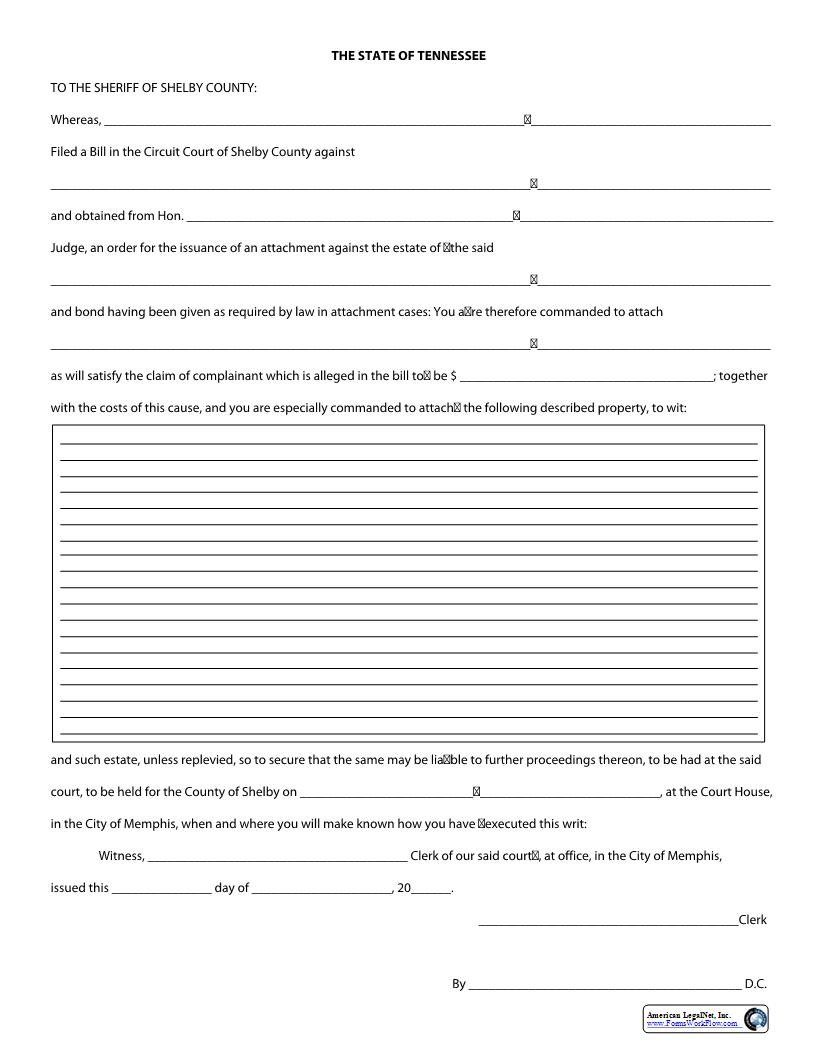 Judicial Attachment | Pdf Fpdf Docx | Tennessee
