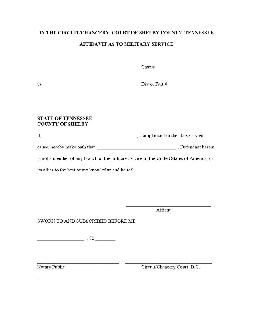 Military Affidavit | Pdf Fpdf Doc Docx | Tennessee
