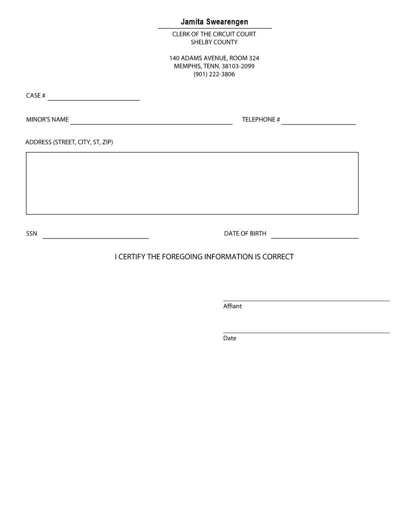 Minor Information Sheet | Pdf Fpdf Docx | Tennessee