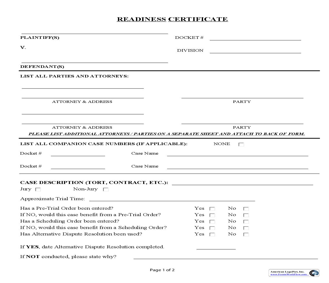 Readiness Certificate | Pdf Fpdf Doc Docx | Tennessee