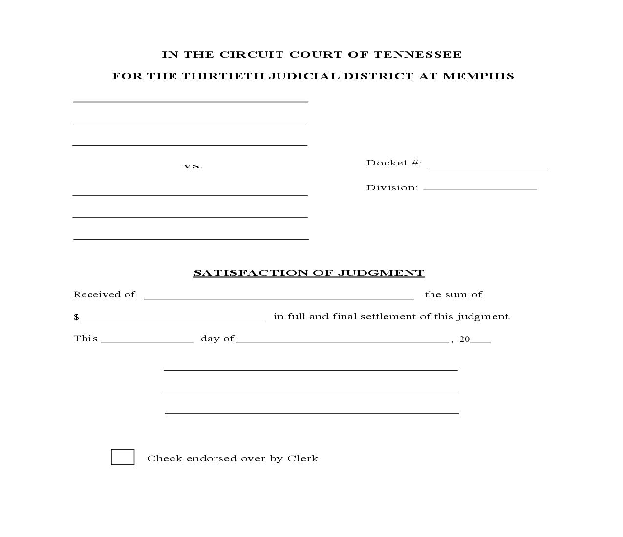 Satisfaction Of Judgment | Pdf Fpdf Doc Docx | Tennessee