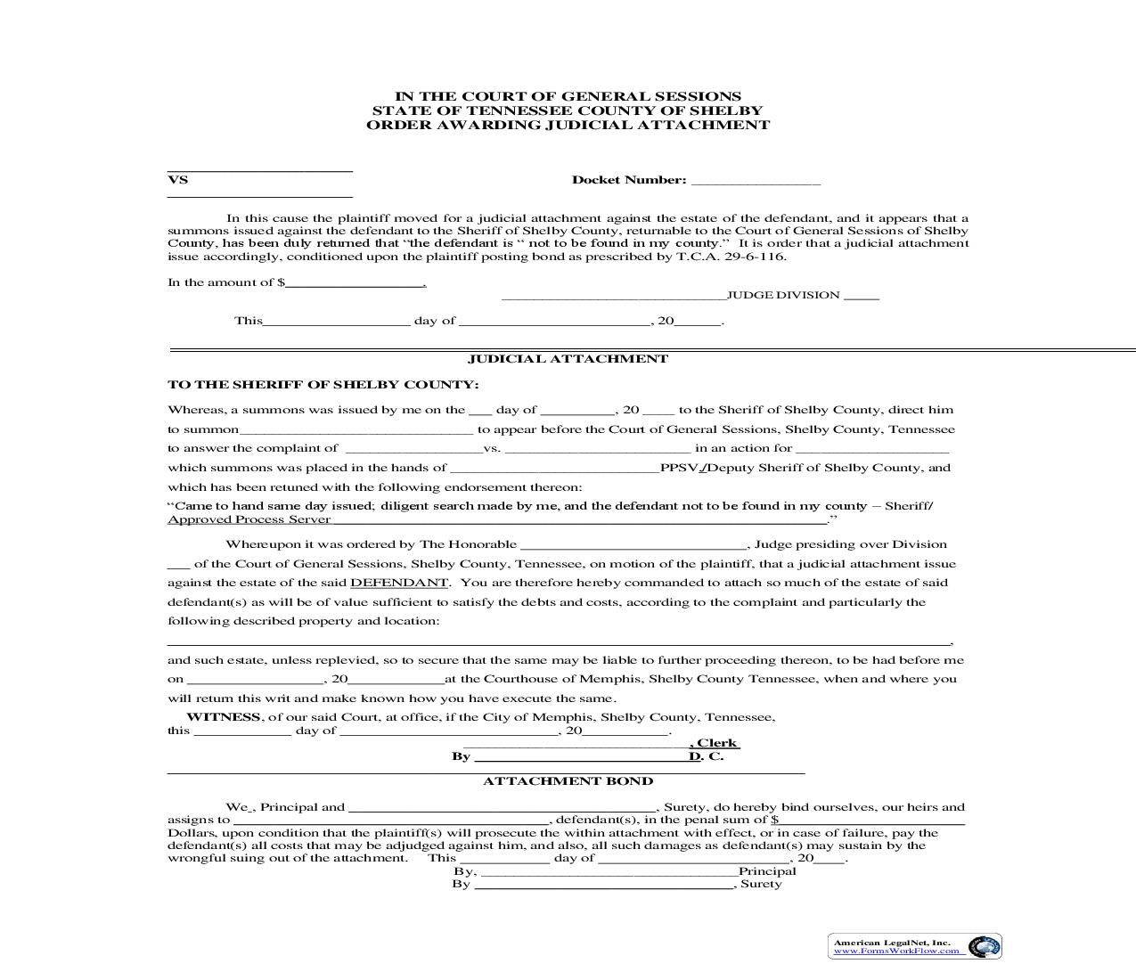 Judicial Attachment {CV 9567} | Pdf Fpdf Doc Docx | Tennessee