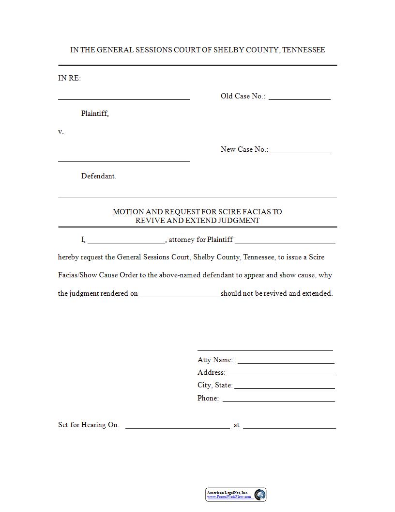 Request For Scire Facias To Revive Judgment | Pdf Fpdf Docx | Tennessee