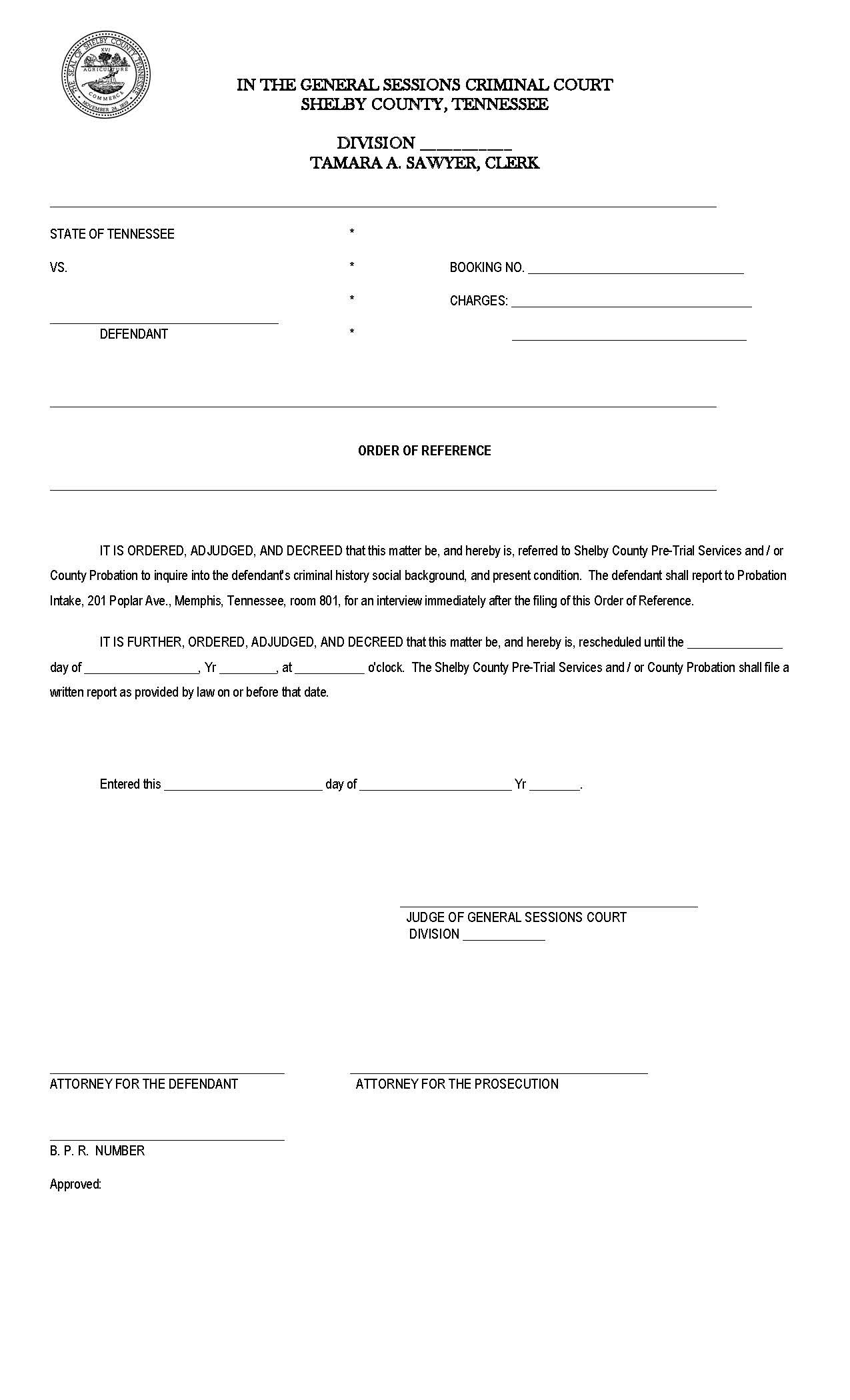 Order Of Reference | Pdf Fpdf Doc Docx | Tennessee