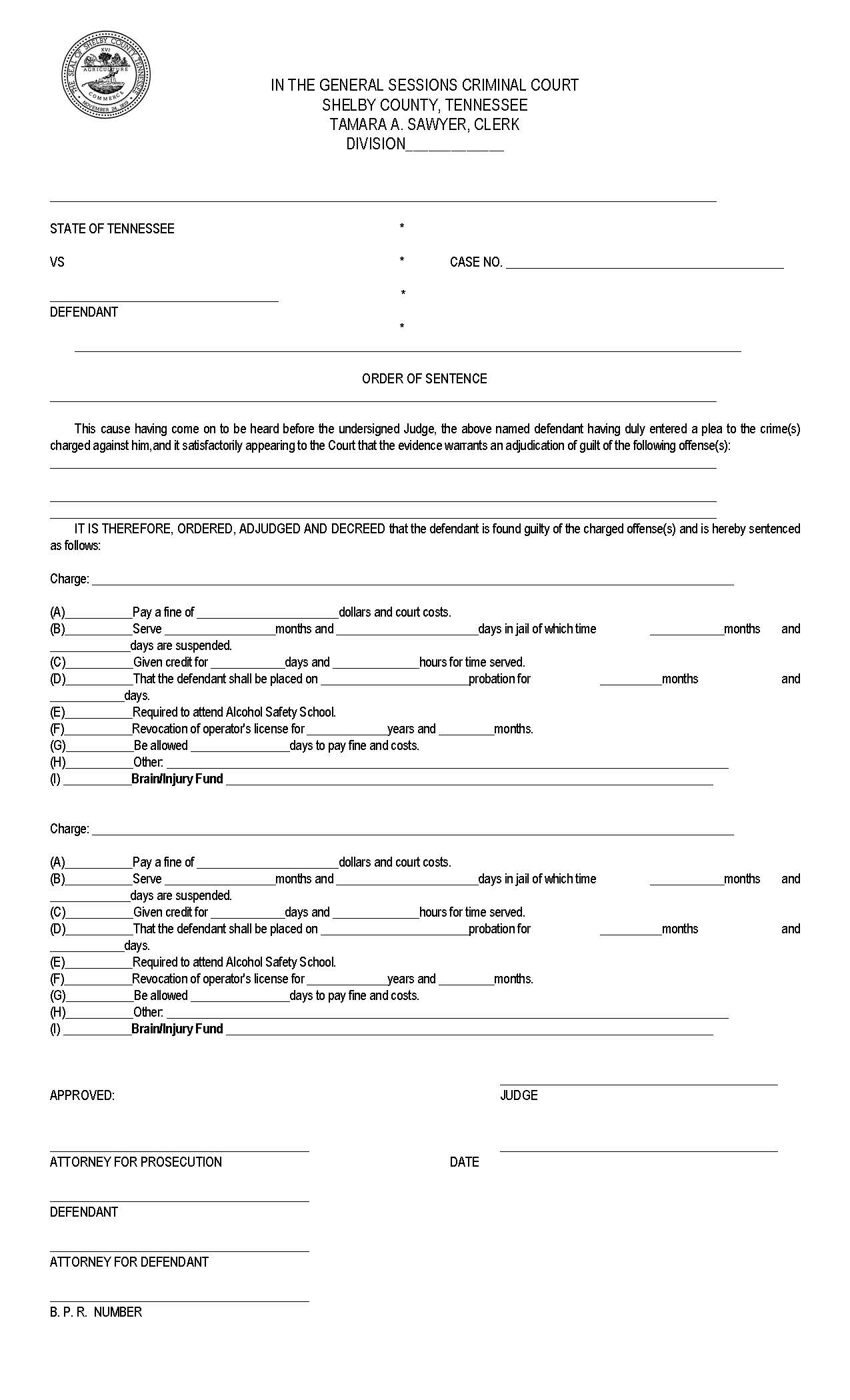 Order Of Sentence | Pdf Fpdf Doc Docx | Tennessee