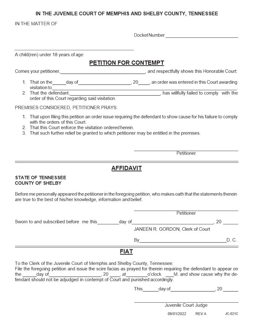Petition For Contempt {JC-21C} | Pdf Fpdf Doc Docx | Tennessee