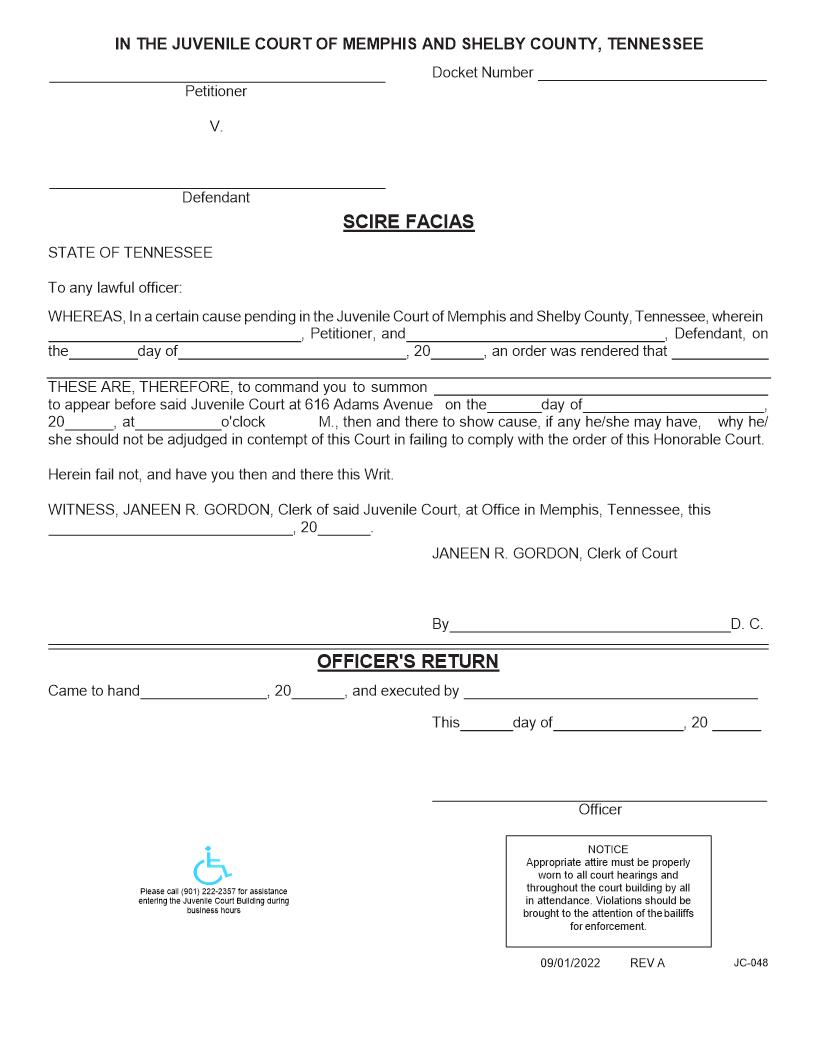 Scire Facias {JC-048} | Pdf Fpdf Docx | Tennessee
