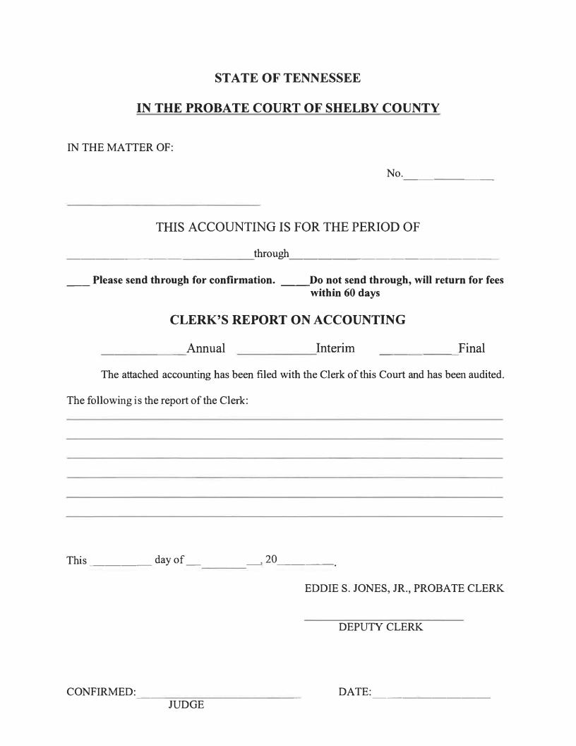Clerks Report On Accountings | Pdf Fpdf Docx | Tennessee