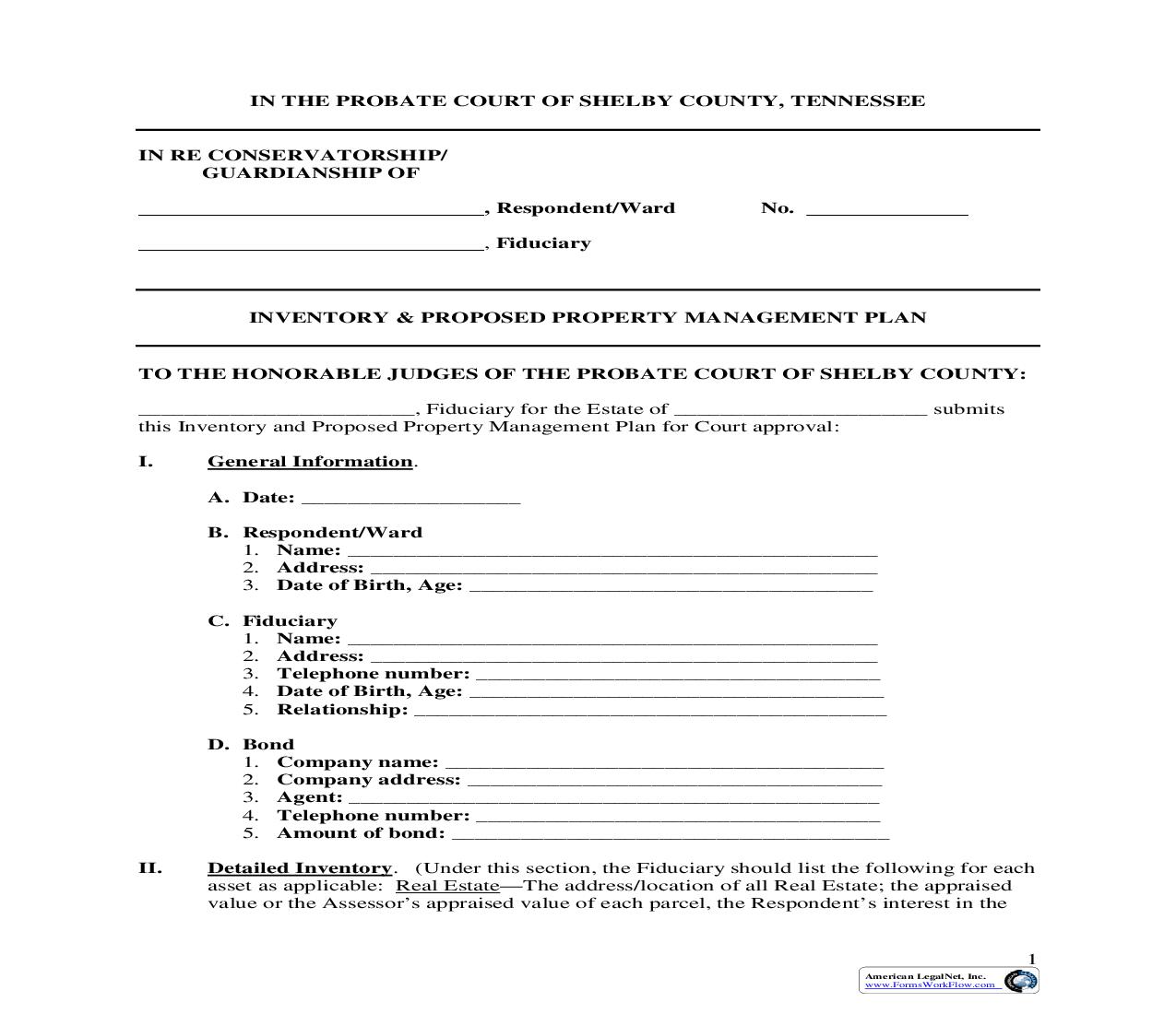 Inventory And Proposed Property Management Plan | Pdf Fpdf Doc Docx | Tennessee