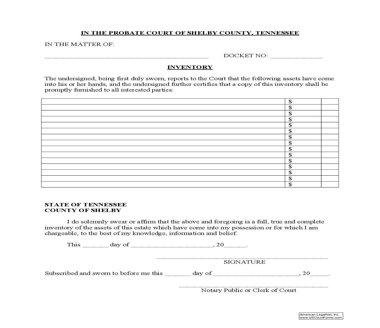 Inventory (On Estate) | Pdf Fpdf Doc Docx | Tennessee