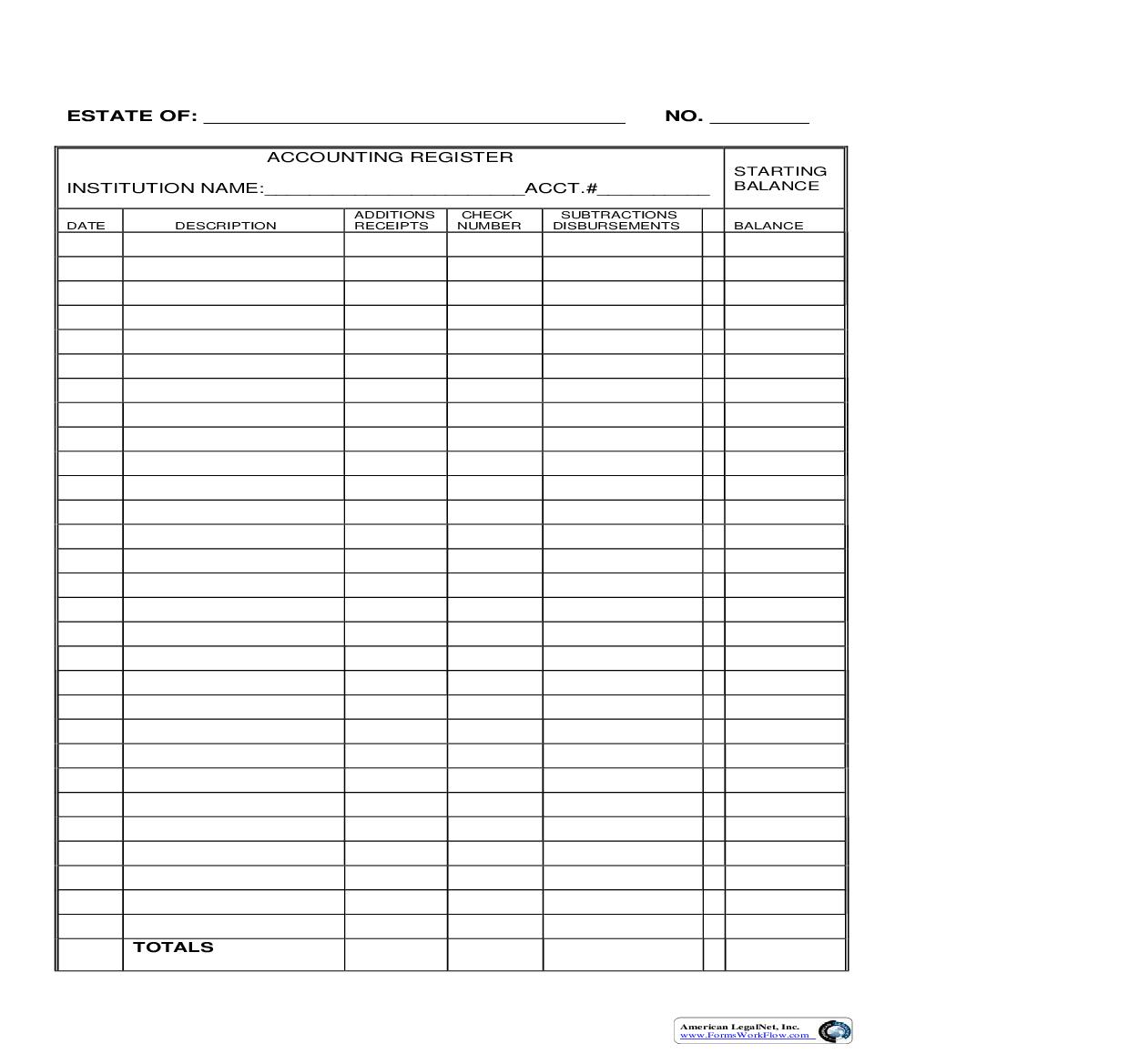 Accounting Register | Pdf Fpdf Doc Docx | Tennessee