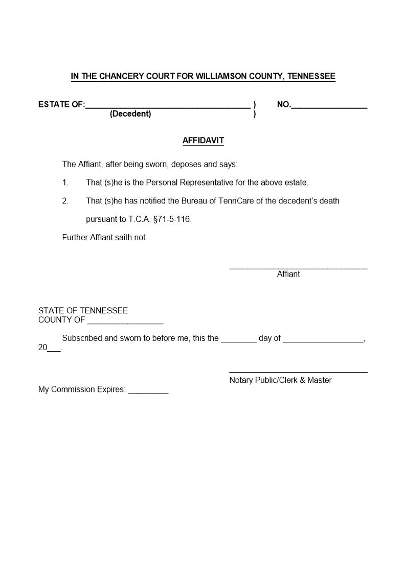 Affadavit - Bureau of TennCare Notification | Pdf Fpdf Doc Docx | Tennessee