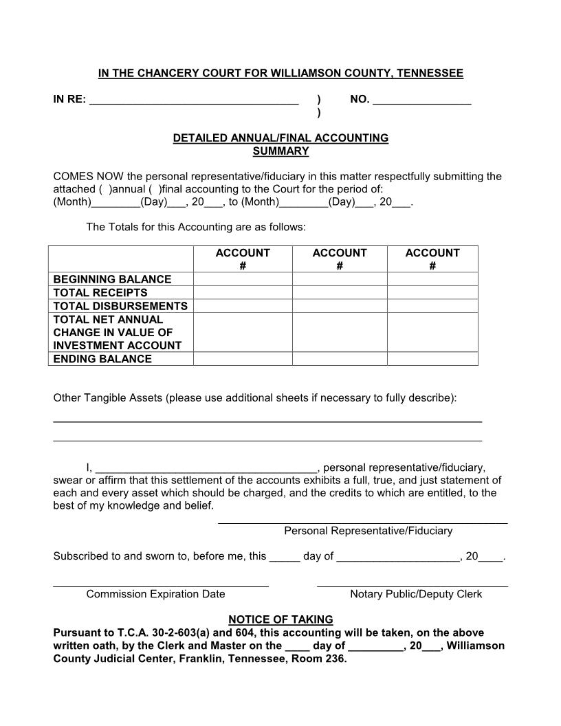 Detailed Annual-Final Accounting | Pdf Fpdf Doc Docx | Tennessee