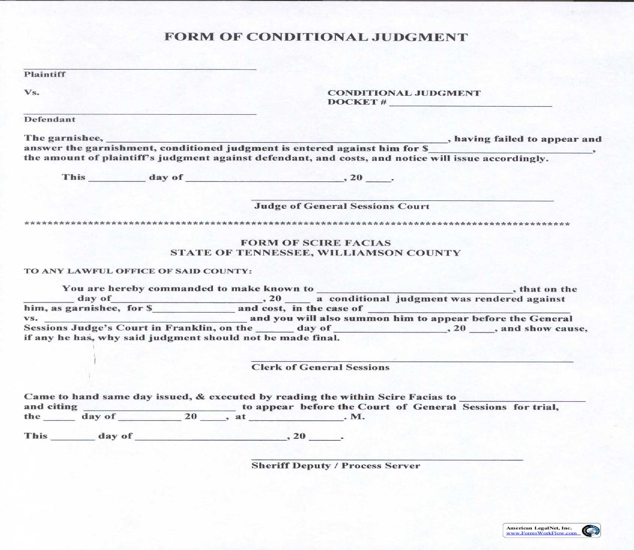 Form Of Conditional Judgment | Pdf Fpdf Doc Docx | Tennessee