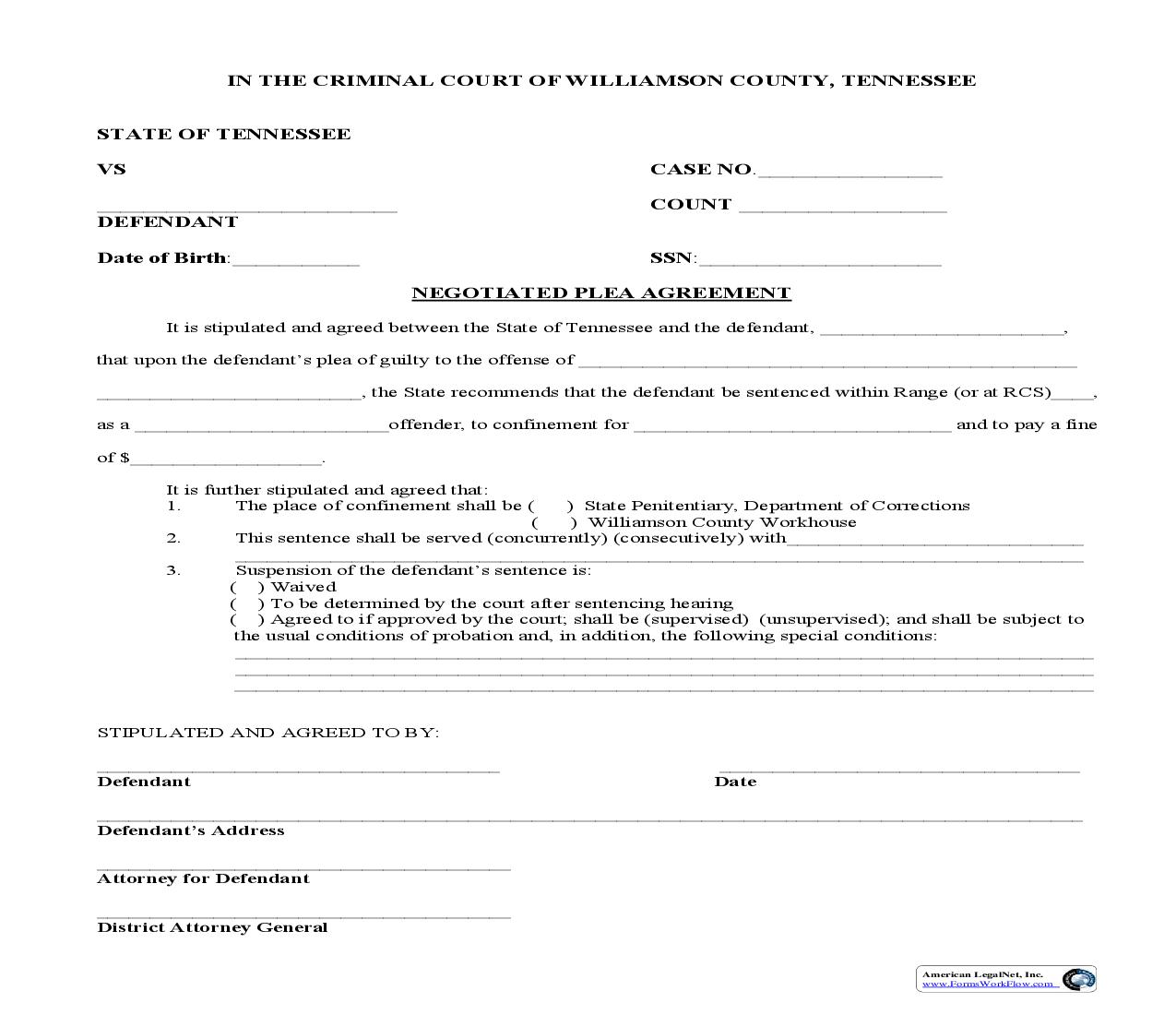 Negotiated Plea Agreement | Pdf Fpdf Doc Docx | Tennessee