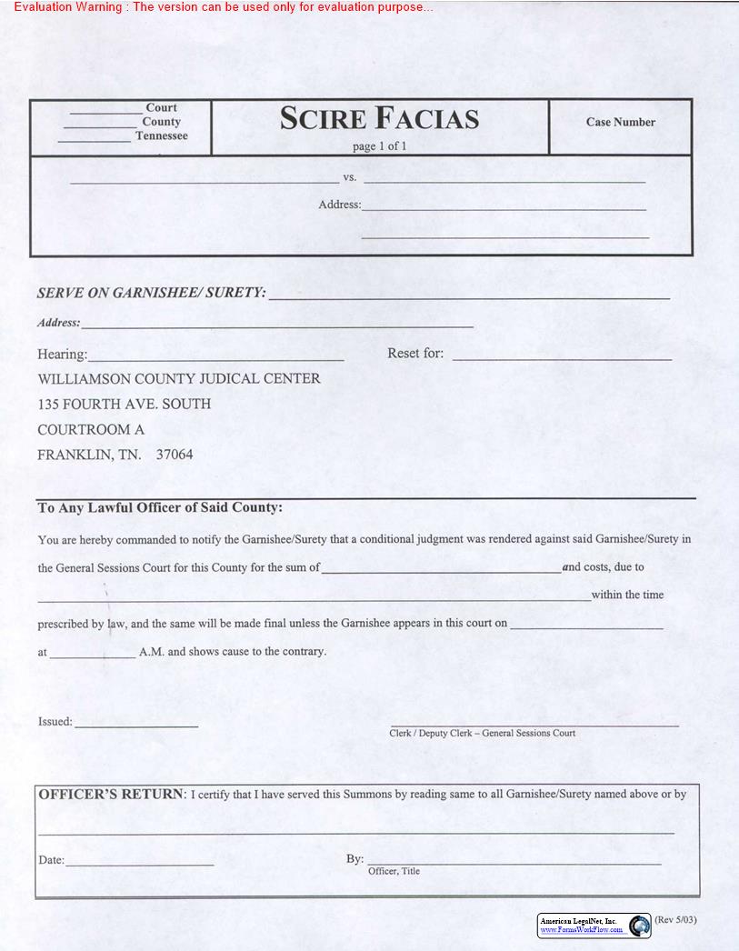 Scire Facias | Pdf Fpdf Doc Docx | Tennessee