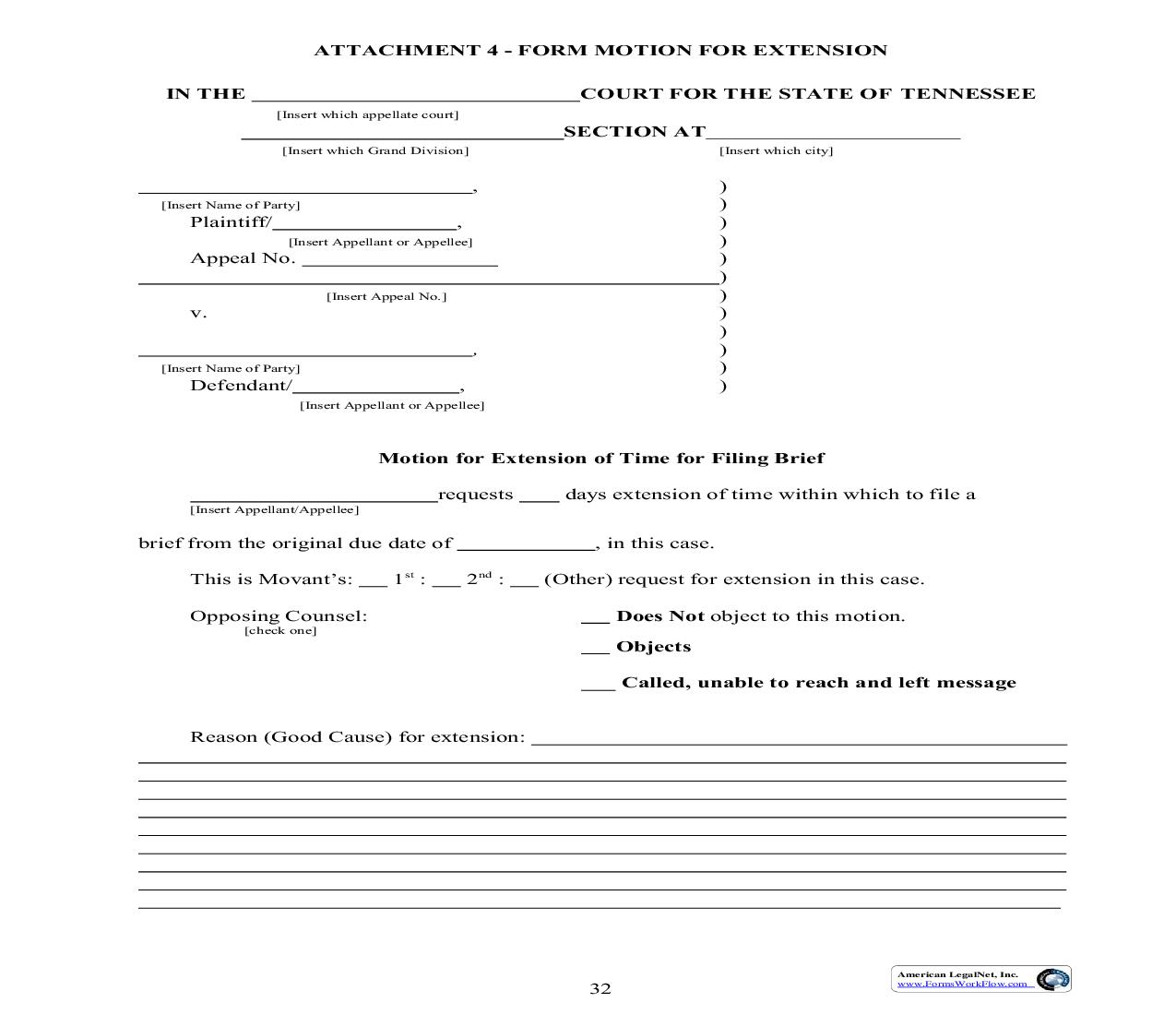 Motion For Extension | Pdf Fpdf Doc Docx | Tennessee